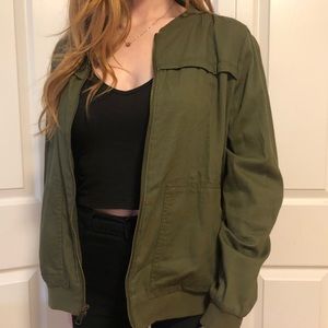 Lightweight Army Green Bomber Jacket